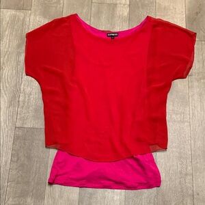 Womens Express Cap Sleeve Sheer Lined‎ Casual Top Shirt